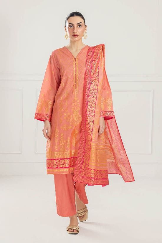 3 Piece Unstitched Gold Printed Lawn Suit CL-52119-B