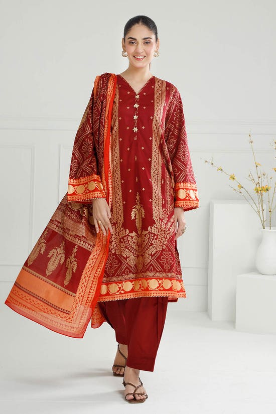 3 Piece Unstitched Gold Printed Lawn Suit CL-52124-A