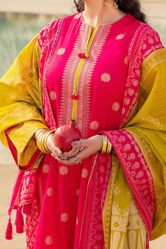 3 Piece Unstitched Gold Printed Lawn Suit CL-52120-B