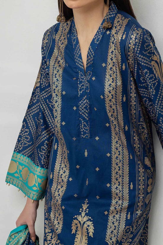 3 Piece Unstitched Gold Printed Lawn Suit CL-52124-B