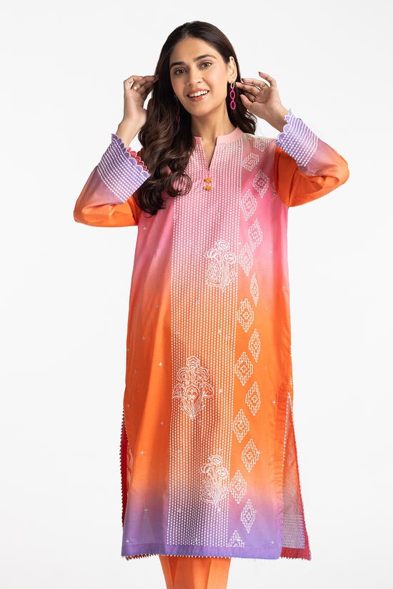 Lawn Lacquer Printed With Embroidered Shirt And Printed Trouser IUSTTS-307