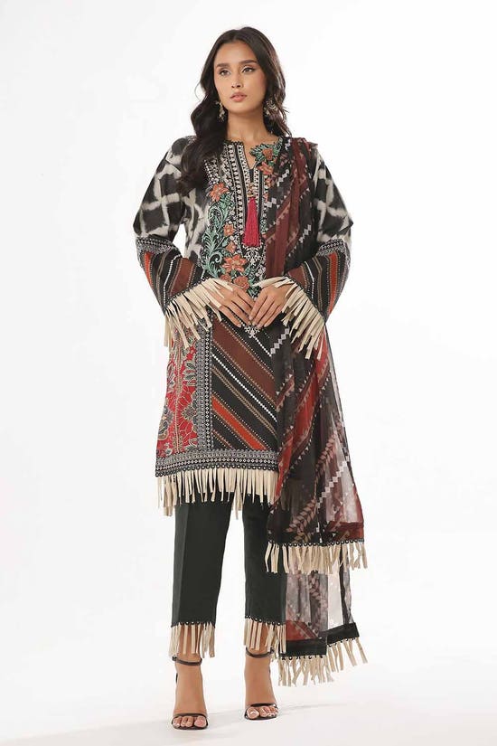 3 Piece Unstitched Printed Lawn Suit with Chiffon Dupatta MFL-42009