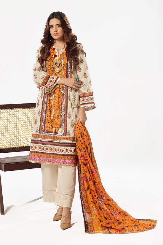 3 Piece Unstitched Printed Lawn Suit with Printed Lawn Dupatta CL-52503