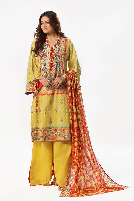 3 Piece Unstitched Printed Lawn Suit with Printed Lawn Dupatta CL-52507