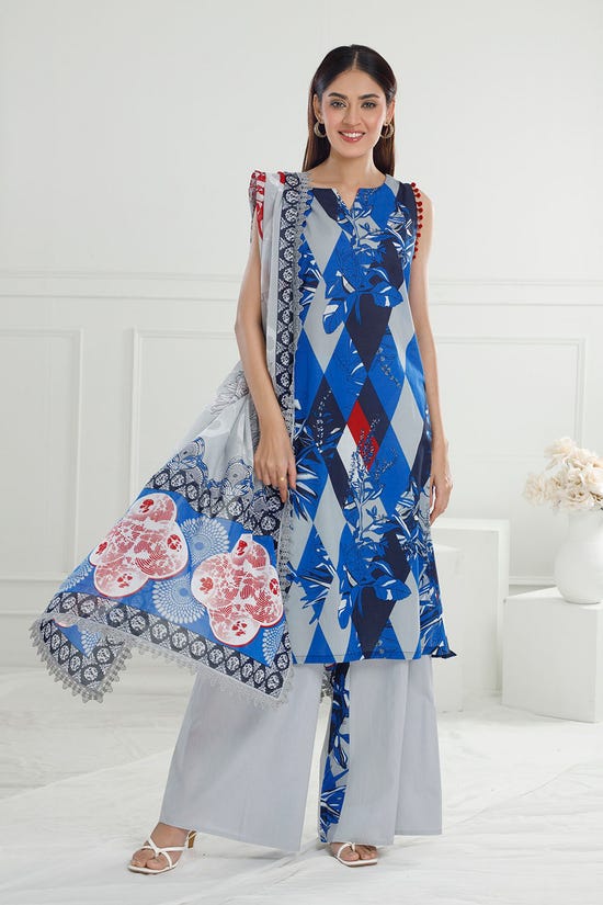 3 Piece Unstitched Printed Lawn Suit with Printed Lawn Dupatta CL-52429