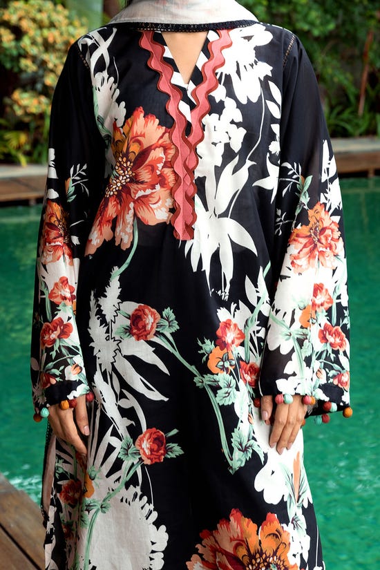 3 Piece Unstitched Printed Lawn Suit with Paper Cotton Dupatta PC-52003