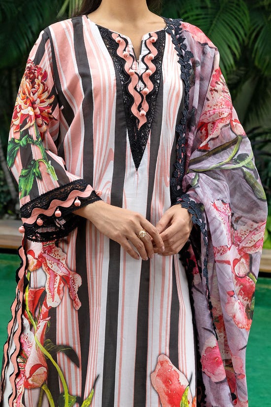 3 Piece Unstitched Printed Lawn Suit with Paper Cotton Dupatta PC-52004